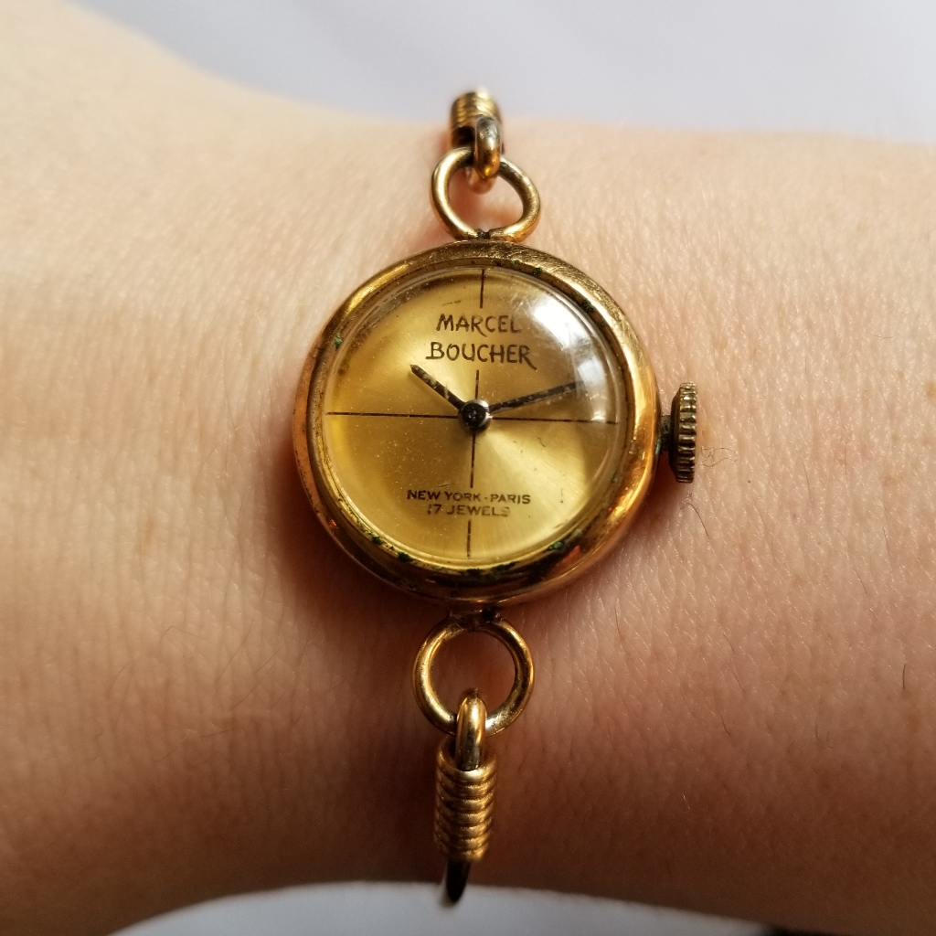 Vintage Marcel Boucher Wristwatch Ladies Gold Tone Mechanical Analog Watch